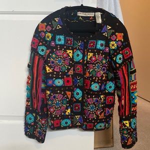 Ladies Beaded,patchwork button down sweater